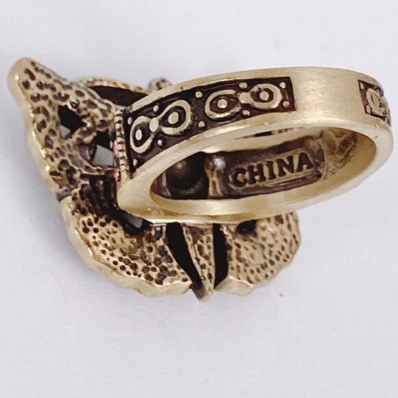 Signed Heidi Daus Pink Swarovski Crystal Butterfly Gold Tone Ring Size 6.75 VTG - Picture 12 of 12